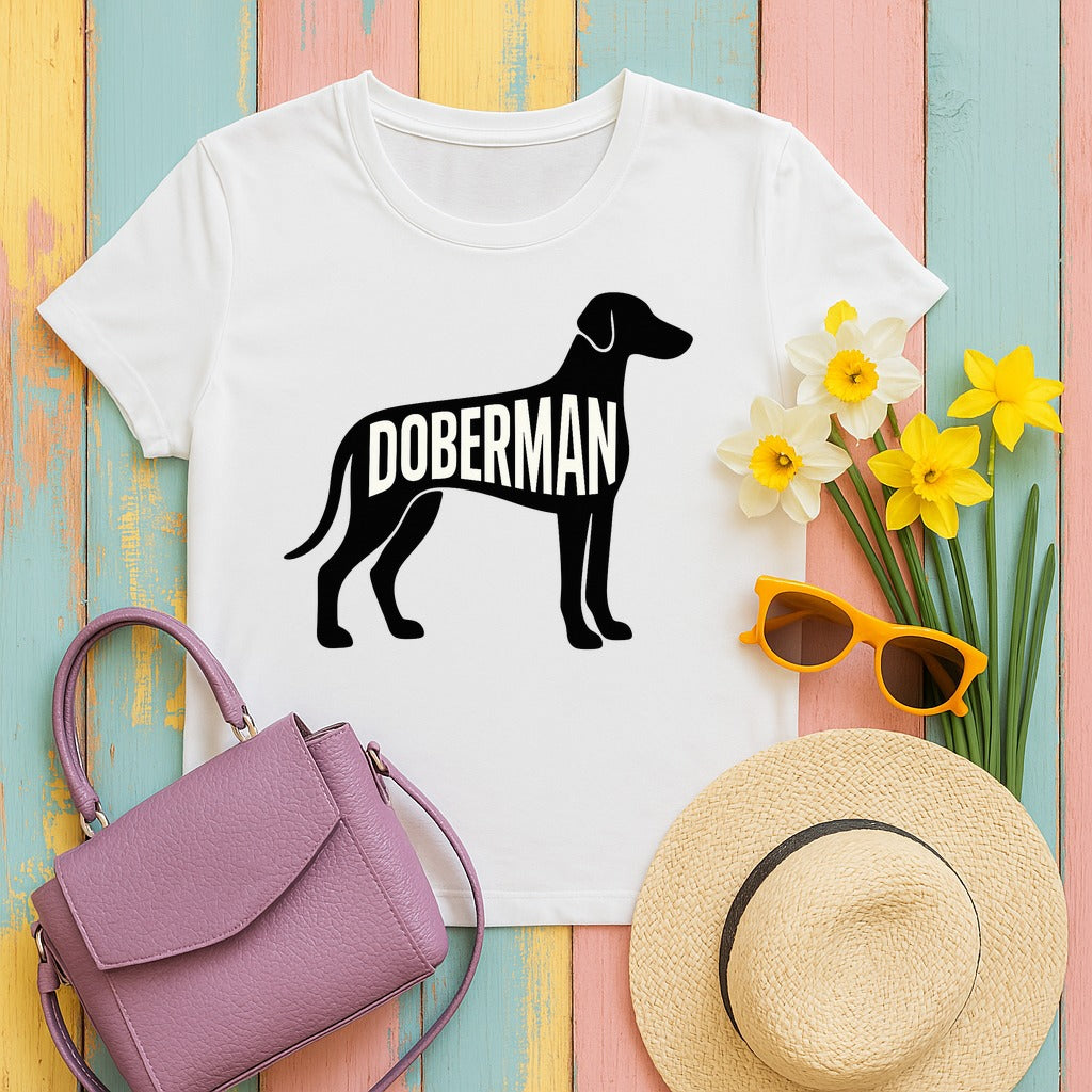 Doberman Silhouette Tee in White