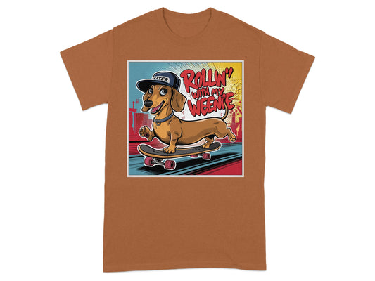 Rollin With My Weenie Skateboard Dachshund Shirt product