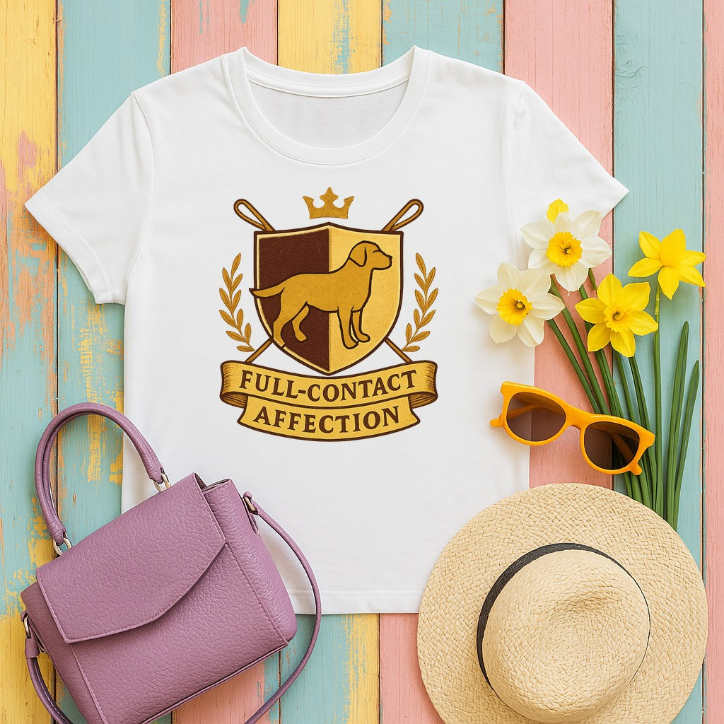 Chocolate Lab Full-Contact Affection T-shirt in White