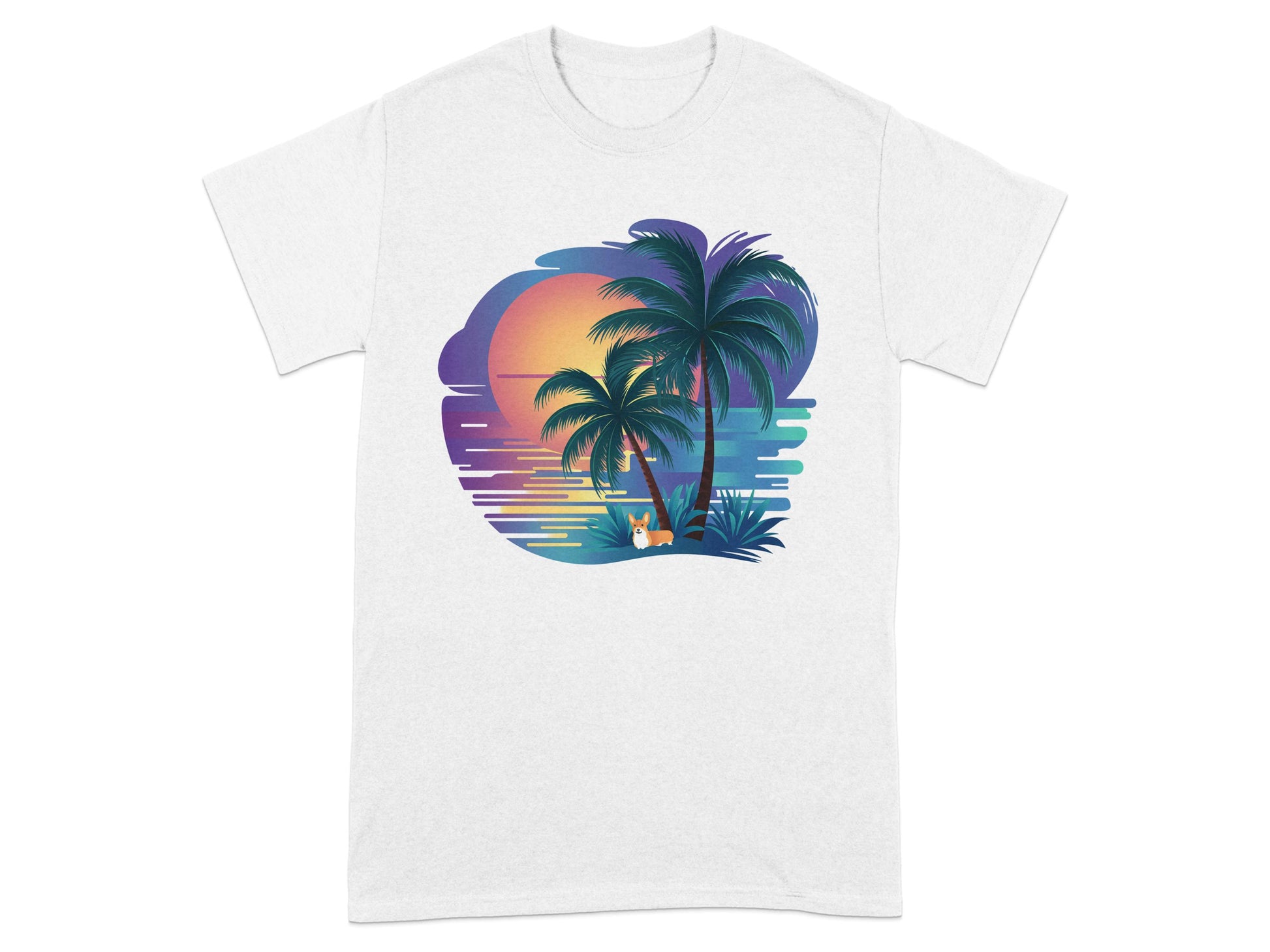 Sunset Beach Scene with Palm Trees Graphic product