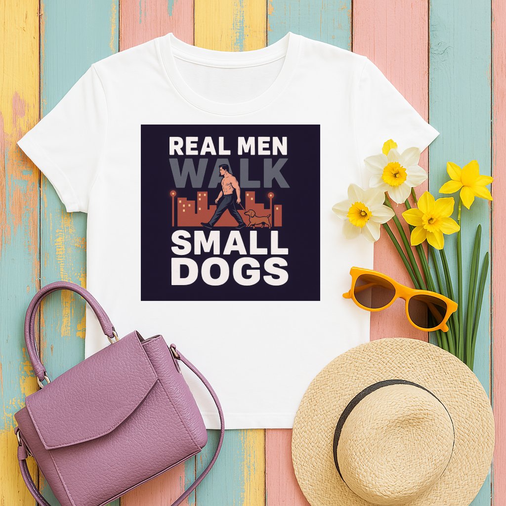 Real Men Walk Small Dogs Printed T-Shirt product type