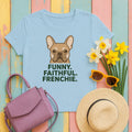 Faithful Frenchie Spirit Graphic T-Shirt in Light Blue