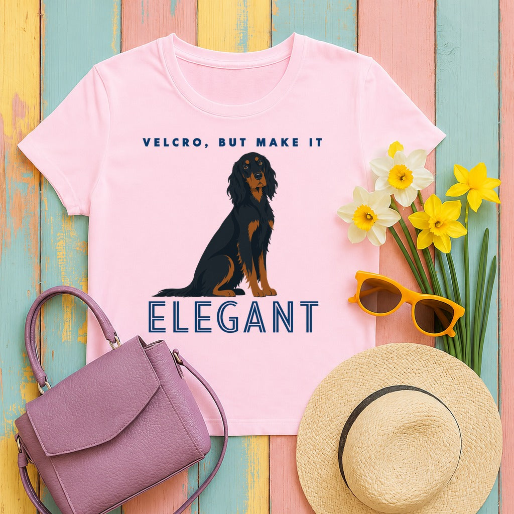 Velcro, But Elegant Gordon Setter T-Shirt in Light Pink