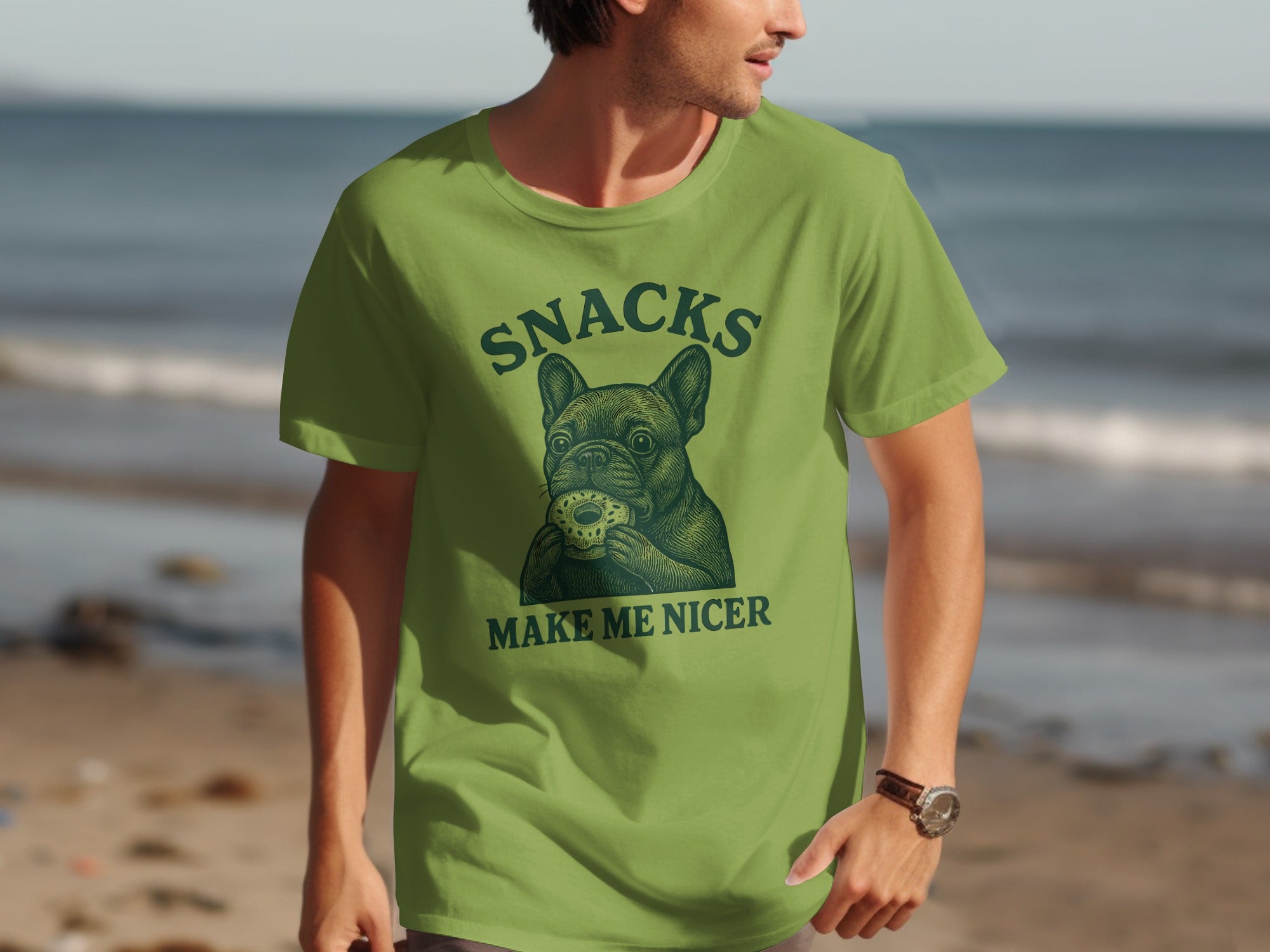 Snacks Make Me Nicer French Bulldog T-Shirt