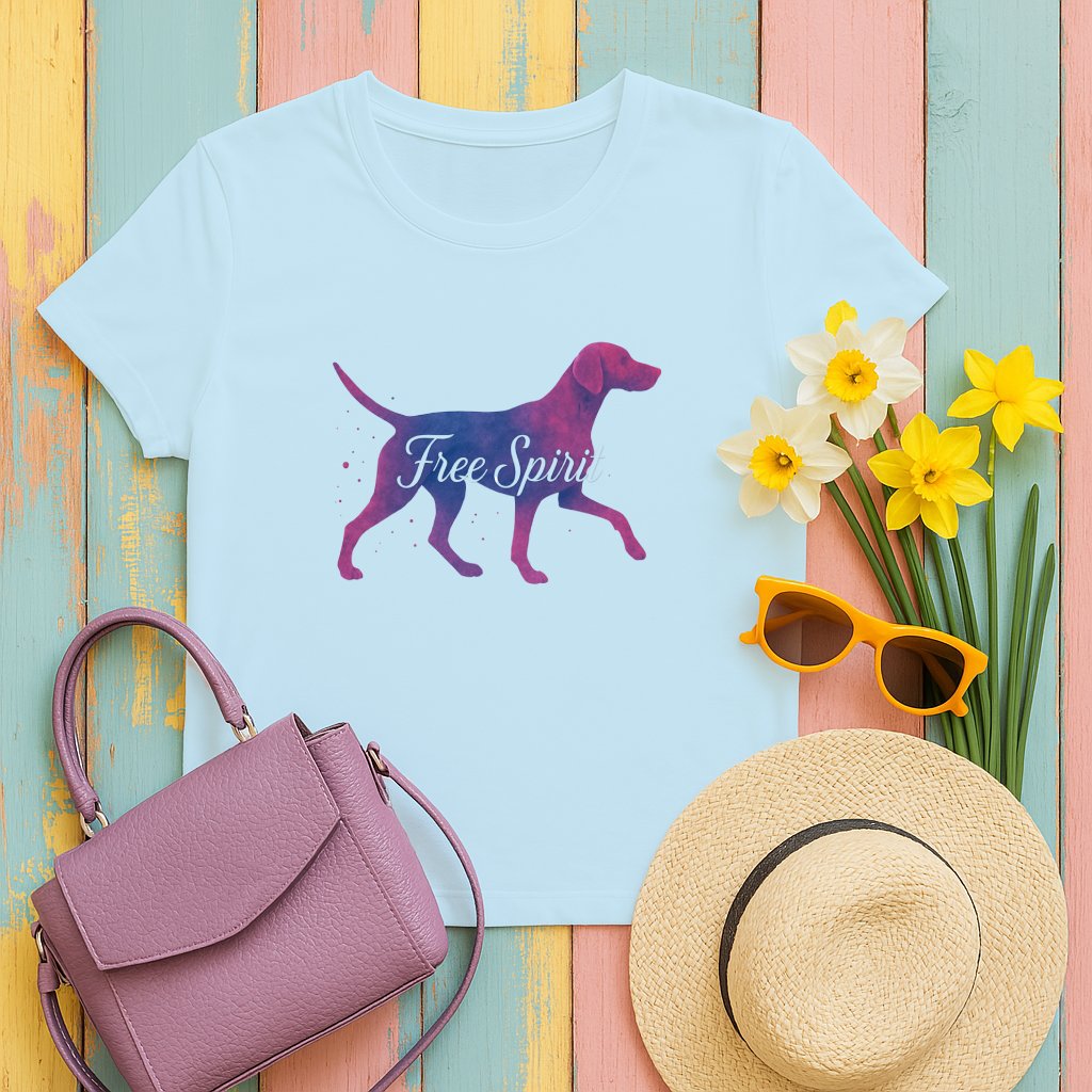 Free Spirit Dog Graphic Light Blue T-shirt product