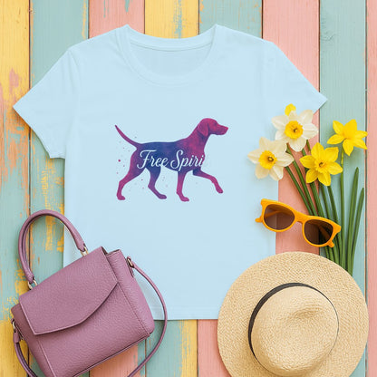 Free Spirit Dog Graphic Light Blue T-shirt product