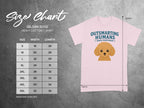 Gildan 5000 size chart for heavy cotton t-shirts with dog graphic.