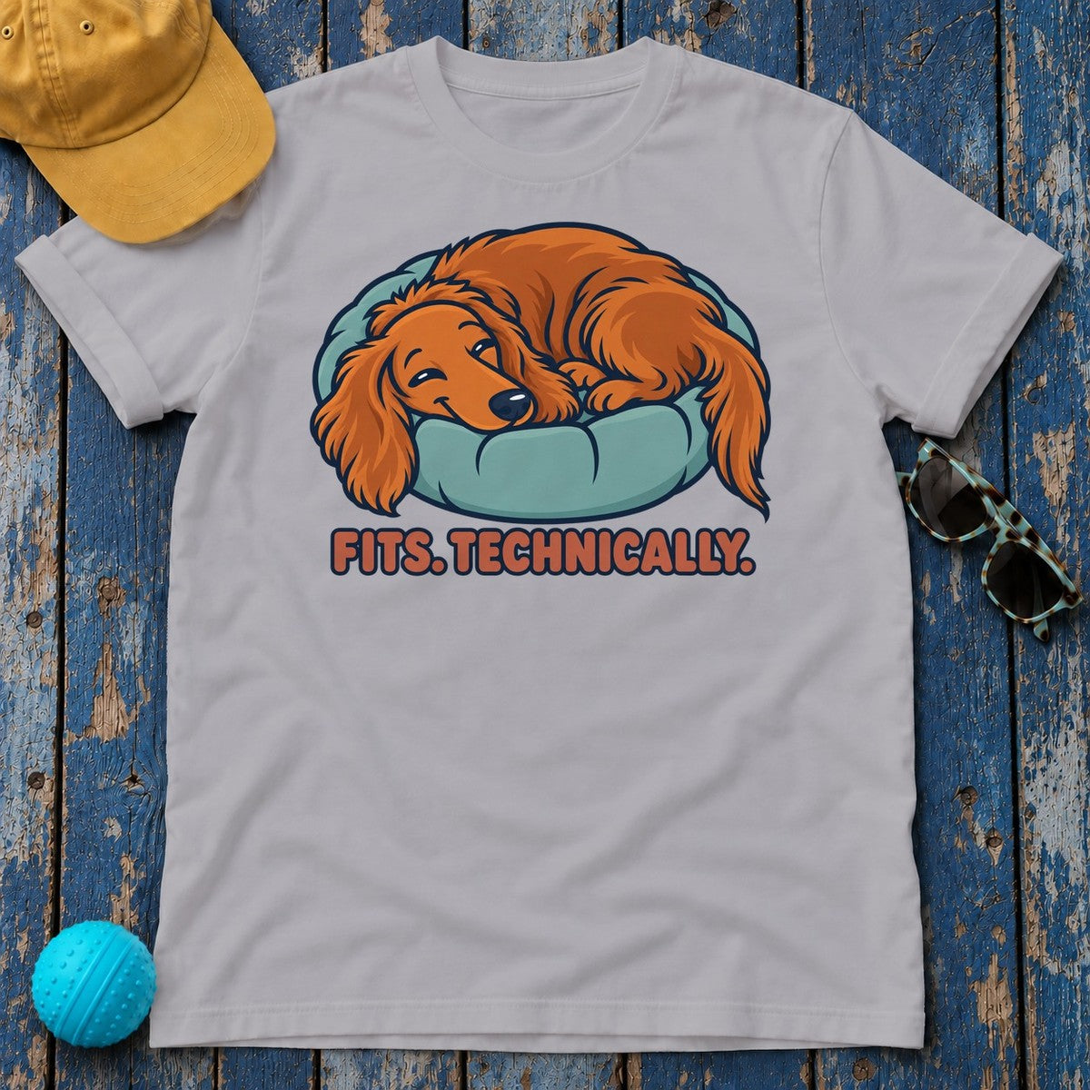 Fits Technically Long Haired Dachshund T-Shirt in Athletic Heather