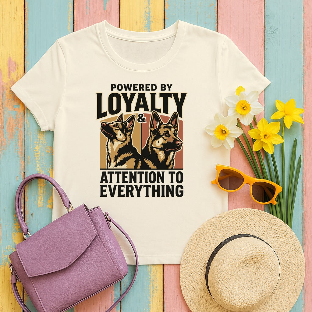 Powered By Loyalty German Shepherd T-shirt in Natural
