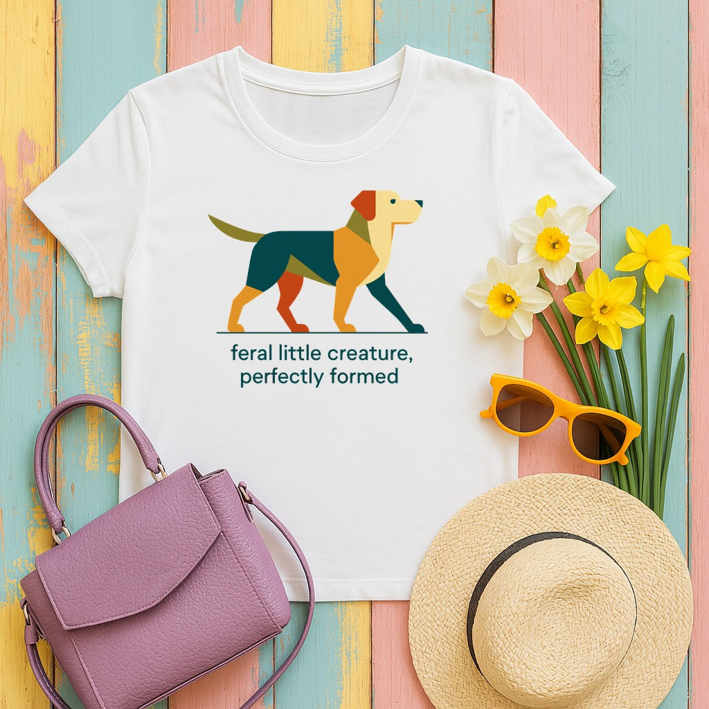 Labrador Retriever — Feral & Formed Abstract Yellow Lab T-Shirt in White