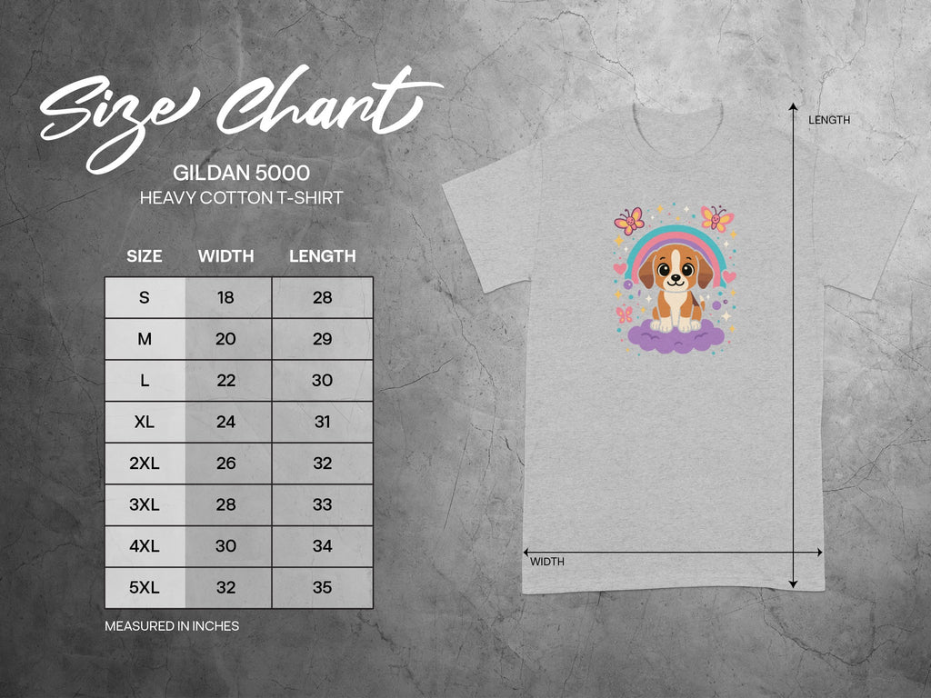 Cute Dog with Rainbow and Butterflies T-Shirt