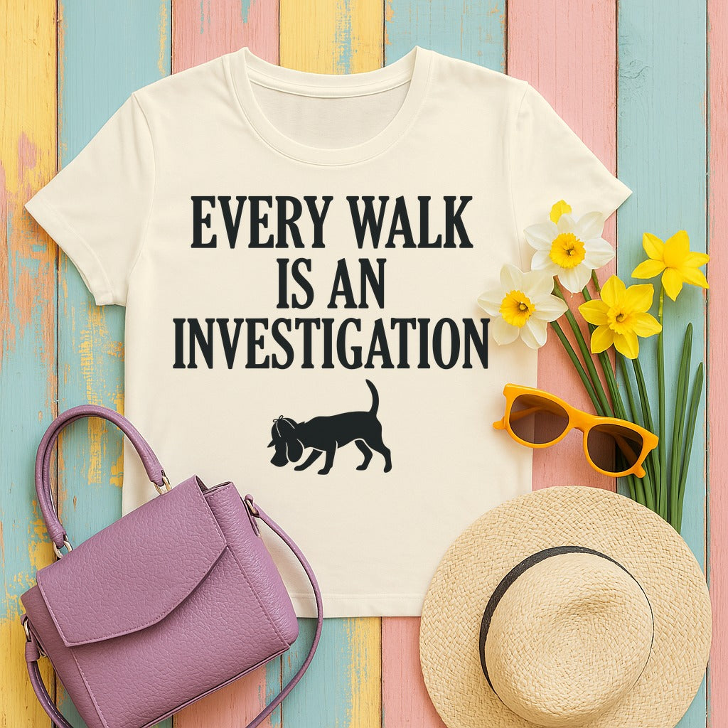 Every Walk An Investigation Beagle Tee in Natural
