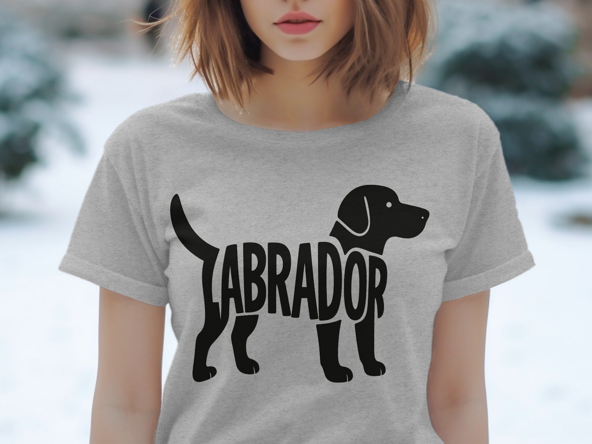 Labrador Silhouette Graphic Gray T-shirt