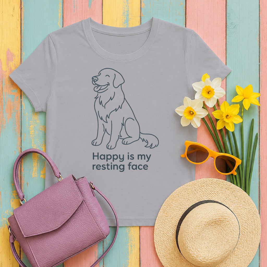 golden-retriever happy-resting tee flat lay hero v8