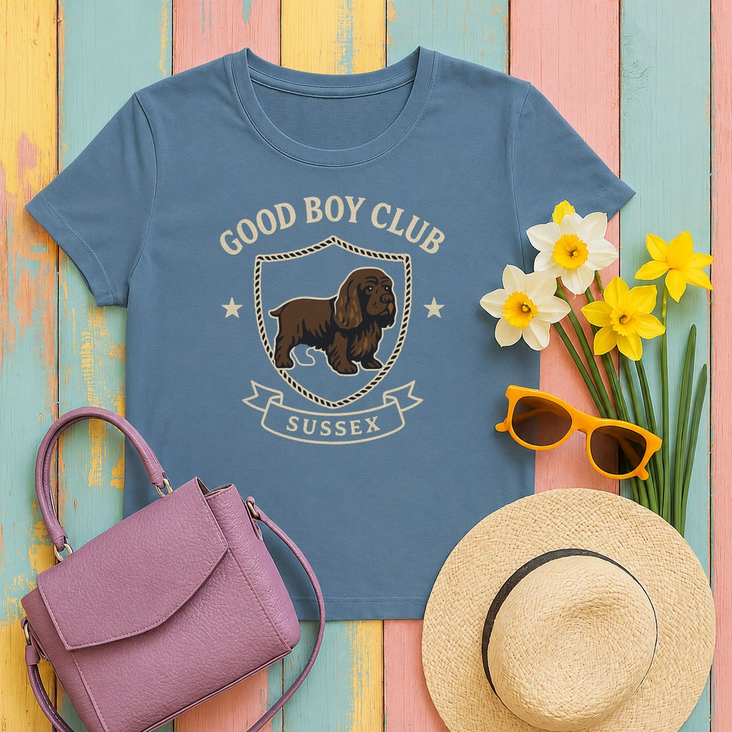 Sussex Good Boy Club Tee in Steel Blue