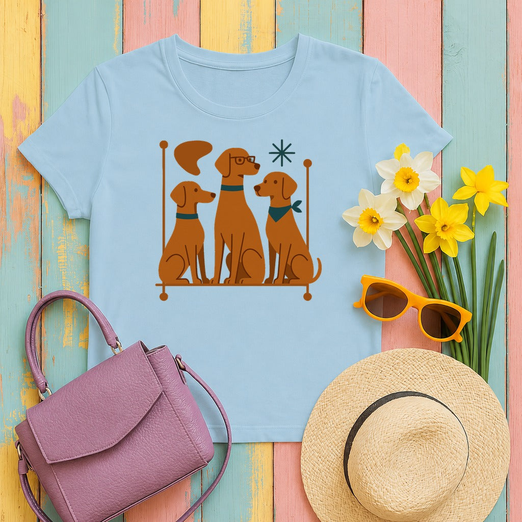 Mid-Century Vizsla T-Shirt in Light Blue