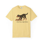 Live Free Dig Holes Dog Graphic Tee Shirt