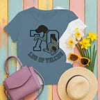 German Shorthaired Pointer 70 Lbs of Velcro Tee styled flat lay on Steel Blue