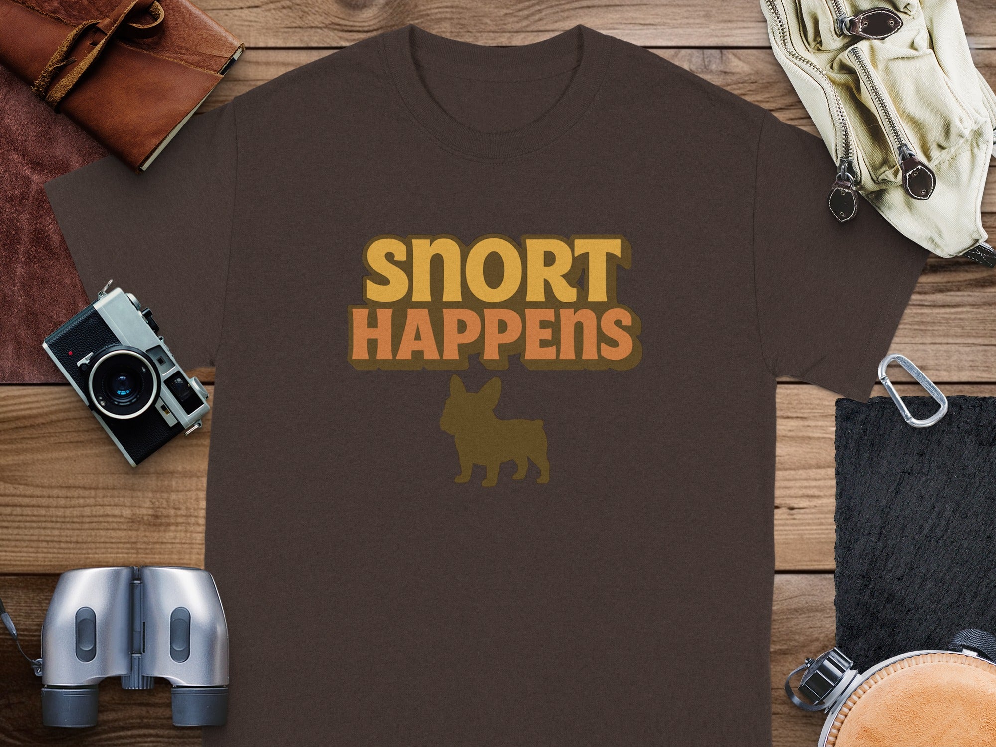 Snort Happens T-Shirt with Cute Dog Silhouette Design