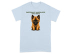 Light blue t-shirt with a puppy illustration and "EMOTIONALLY MANIPULATIVE SINCE BIRTH" text.