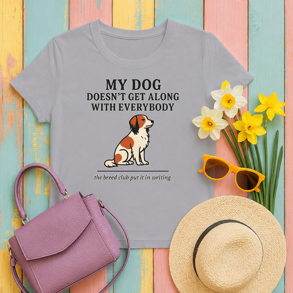 Kooikerhondje Doesn't Get Along With Everybody Tee in Athletic Heather