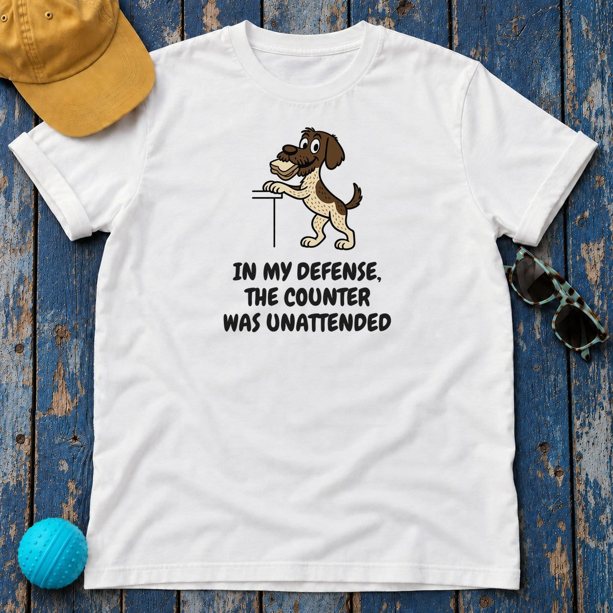 German Wirehaired Pointer Counter Was Unattended Tee in White
