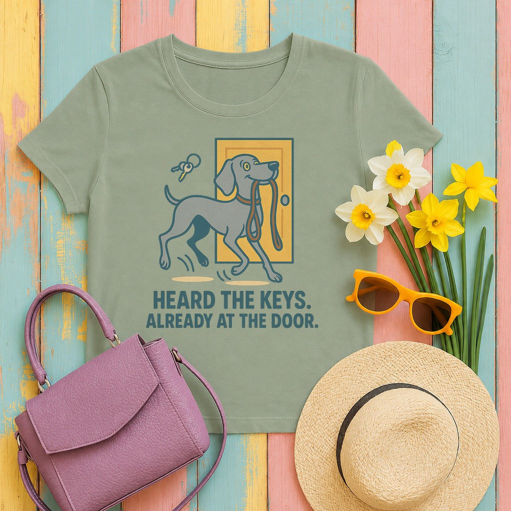 Weimaraner Heard the Keys Tee in Sage