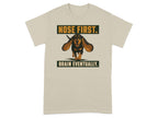 Beige t-shirt with "Nose First. Brain Eventually." text and a dachshund.