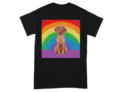Rainbow Dog Print Graphic Design T-shirt product type