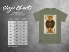 Gildan 5000 size chart for heavy cotton t-shirts with width and length measurements.