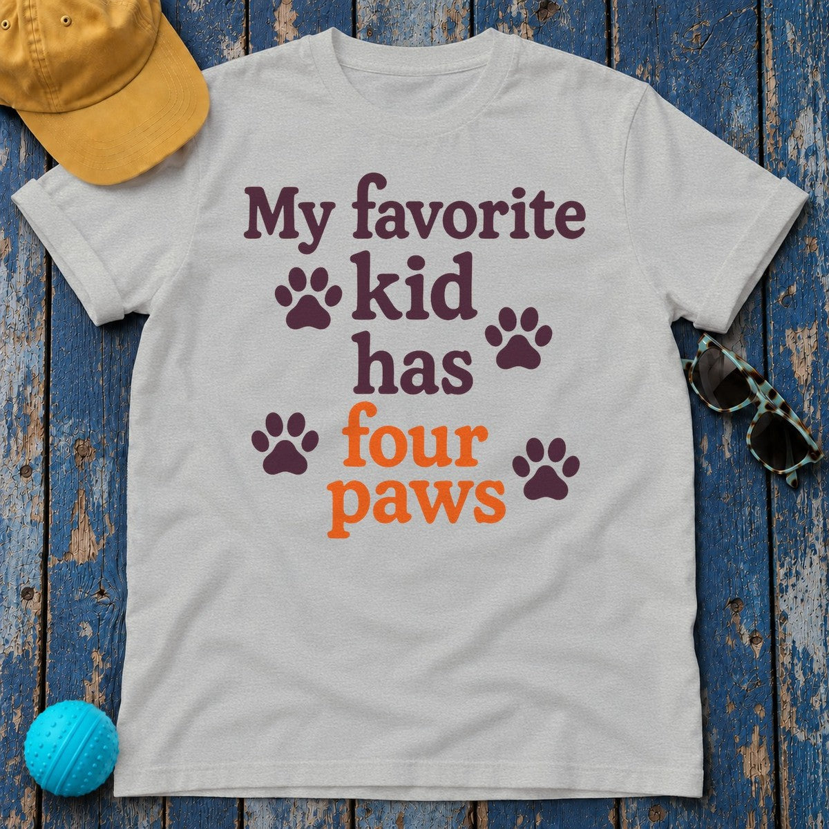 My Favorite Kid Has Four Paws T-Shirt in Sport Grey