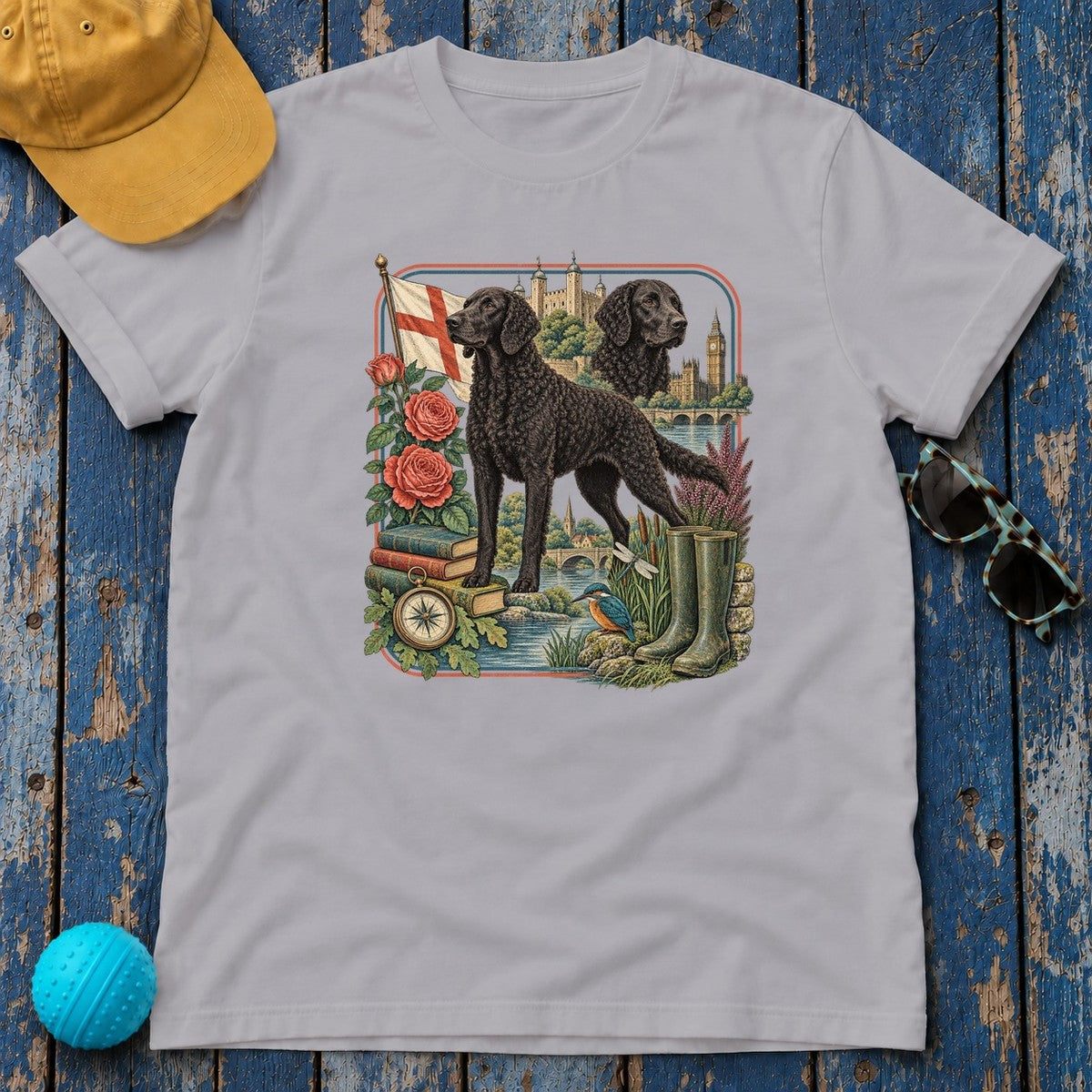 Curly-Coated Retriever England Heritage T-Shirt in Athletic Heather