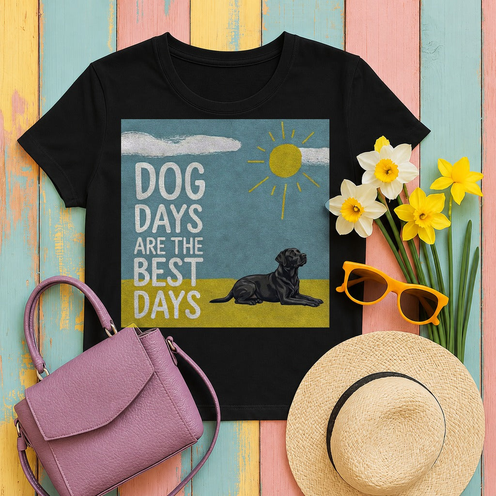 Dog Days Are The Best Days Black Labrador Retriever Art T-Shirt in Black