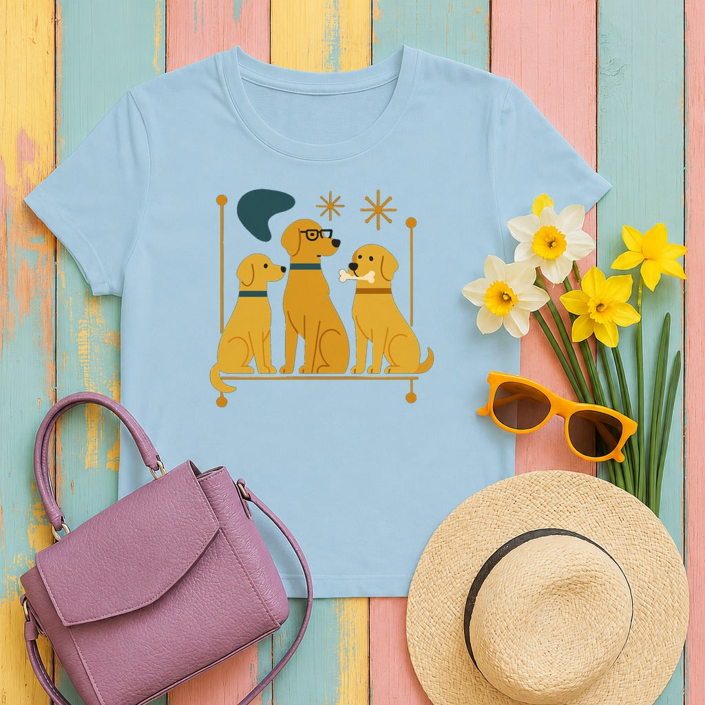 Mid-Century Yellow Lab T-Shirt in Light Blue