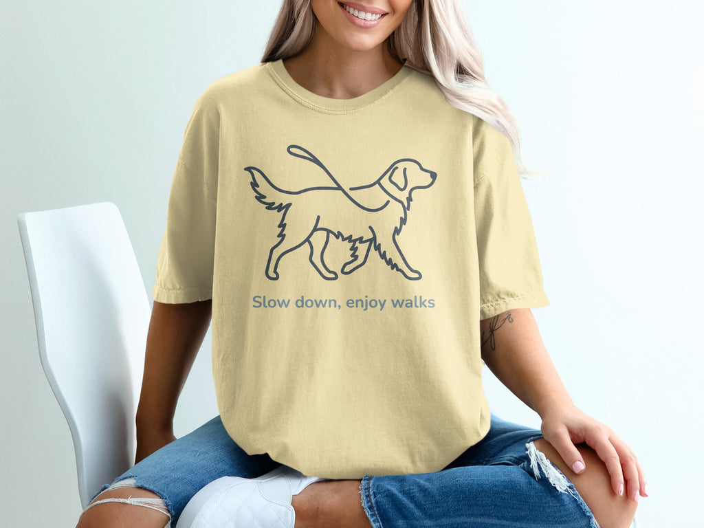 Slow Down Enjoy Walks Dog Graphic T-Shirt
