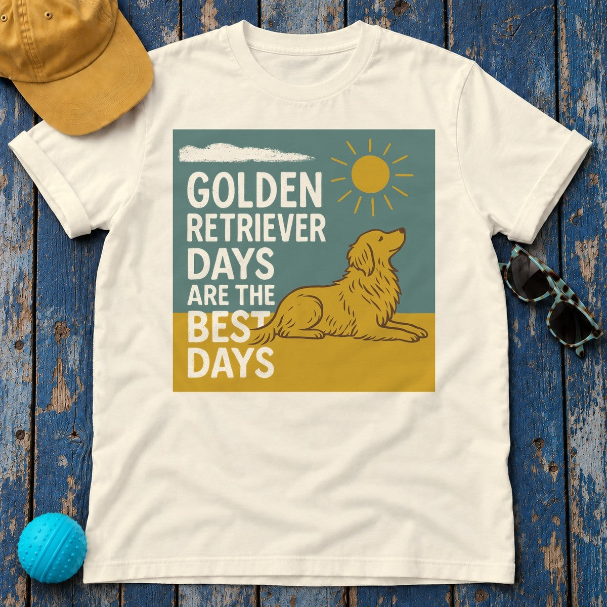 Golden Retriever Sunshine Days T-Shirt in Natural