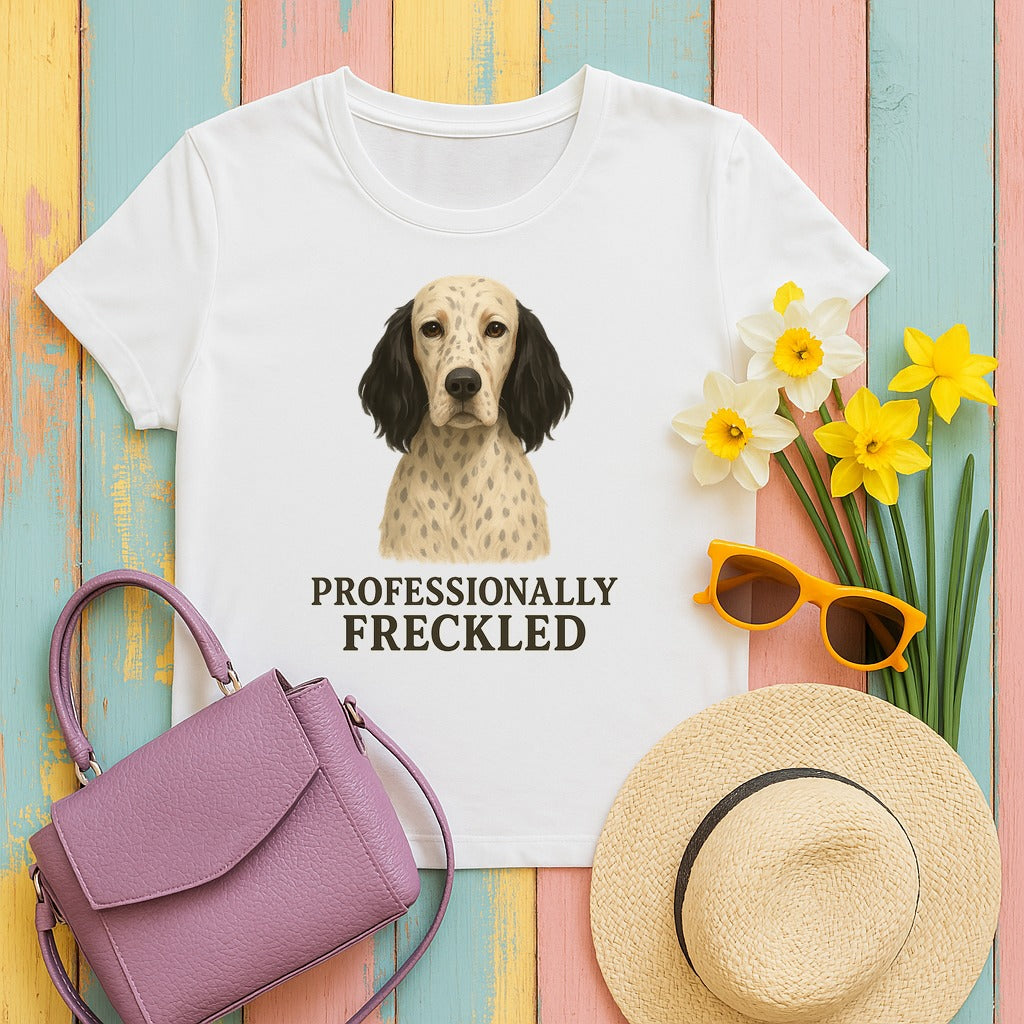 English Setter Professionally Freckled Tee in White