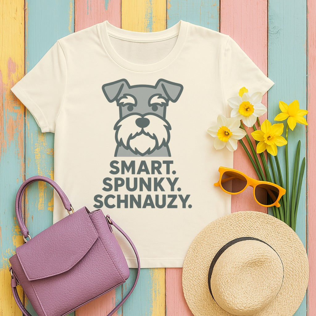 Smart. Spunky. Schnauzy. Schnauzer Monochrome T-Shirt in Natural