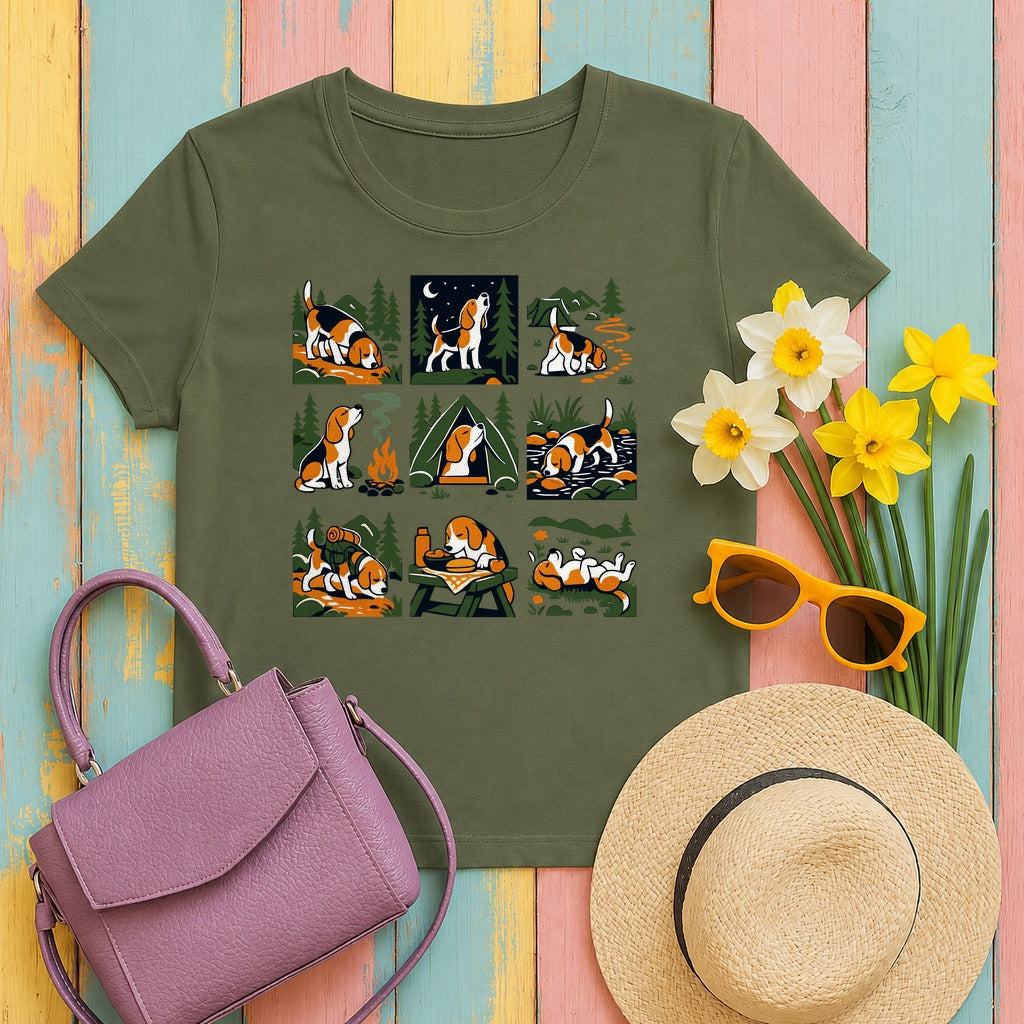 Beagle & Camp Life T-Shirt in Military Green
