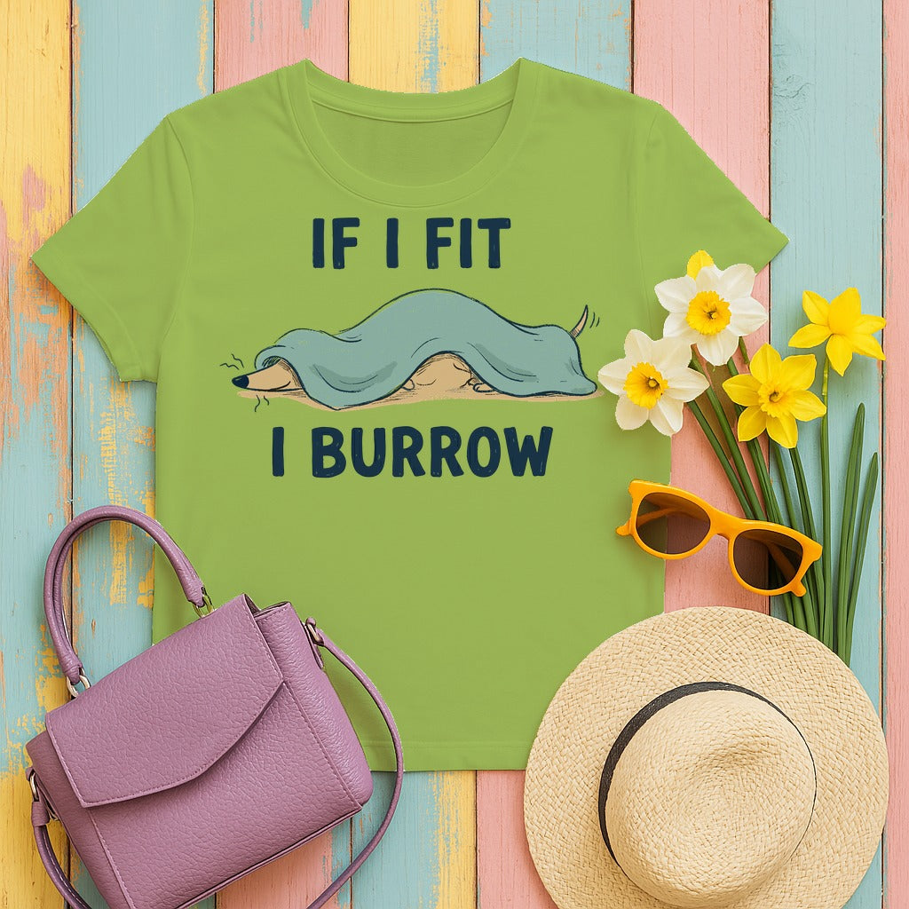 If I Fit I Burrow Dachshund T-Shirt in Kiwi