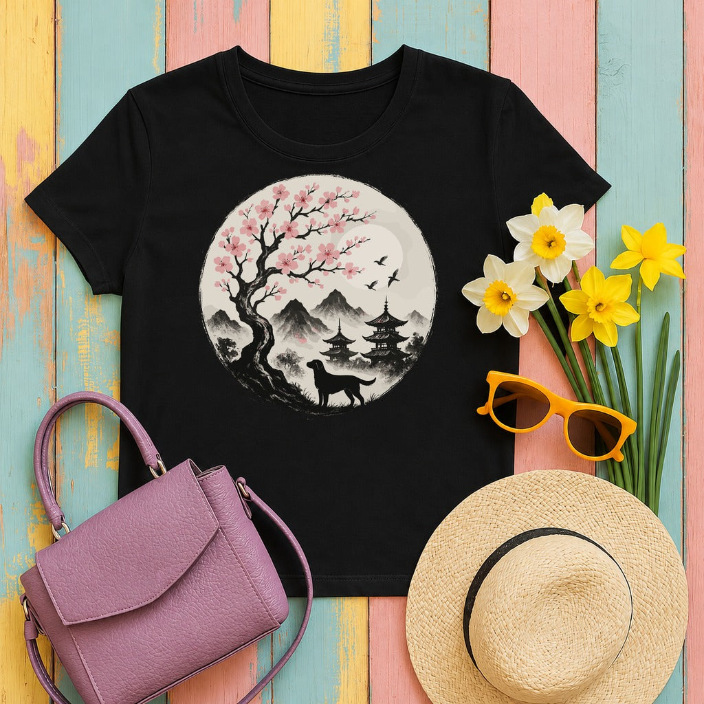 Labrador Under Cherry Blossoms t-shirt