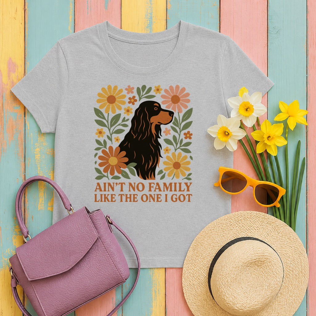 Ain't No Family Like the One I Got Dog Gordon Setter T-Shirt in Sport Grey