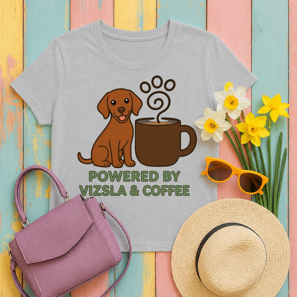 Powered By Vizsla & Coffee T-shirt in Sport Grey