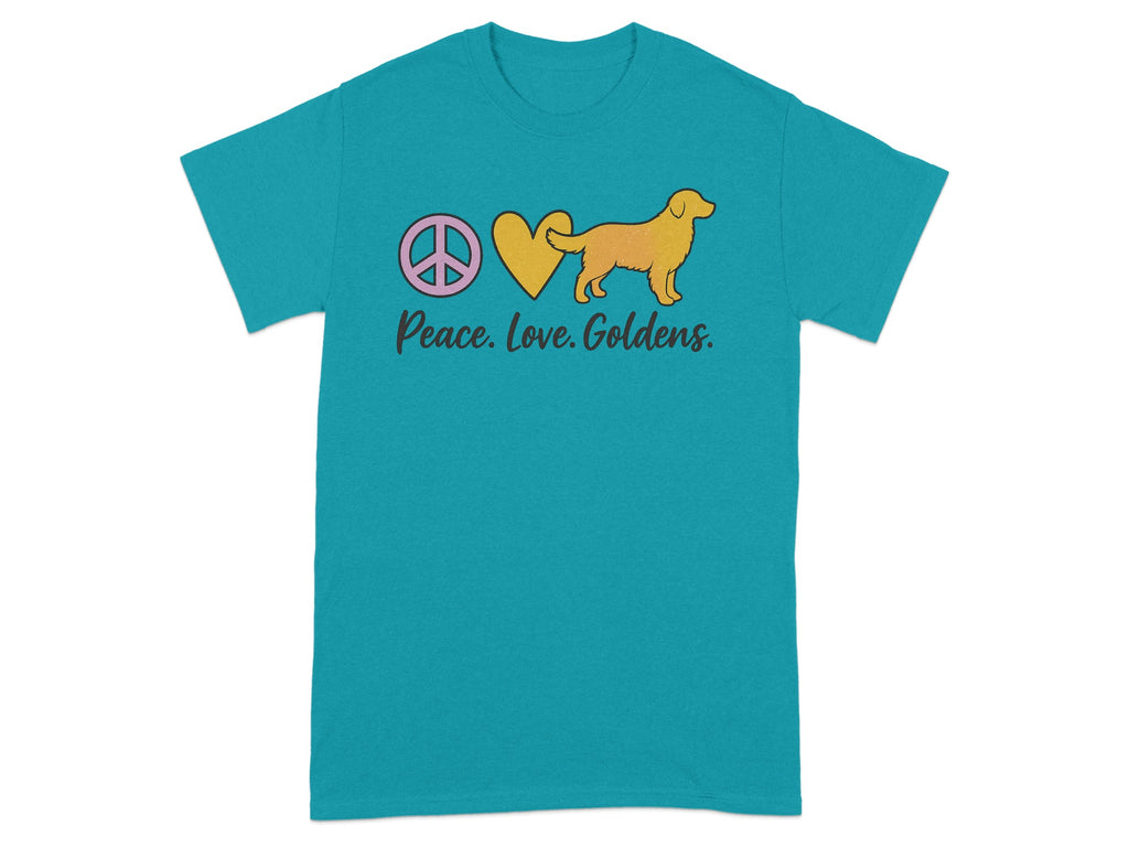 Peace Love Goldens Teal Graphic Dog T-shirt
