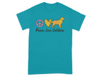 Peace Love Goldens Teal Graphic Dog T-shirt