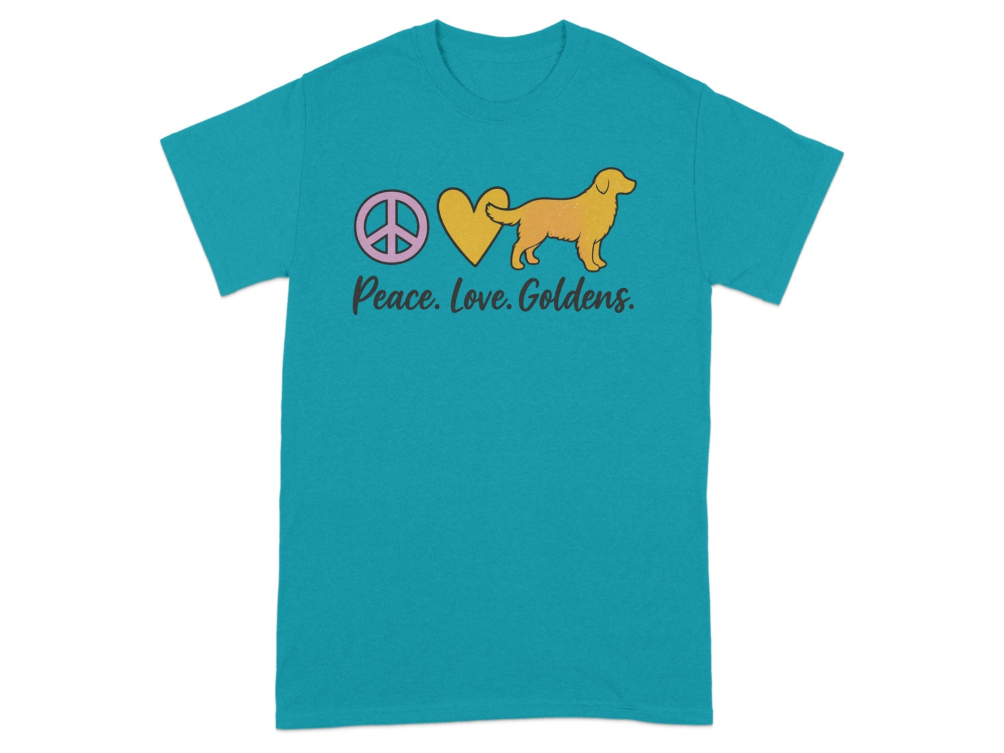 Peace Love Goldens Teal Graphic Dog T-shirt