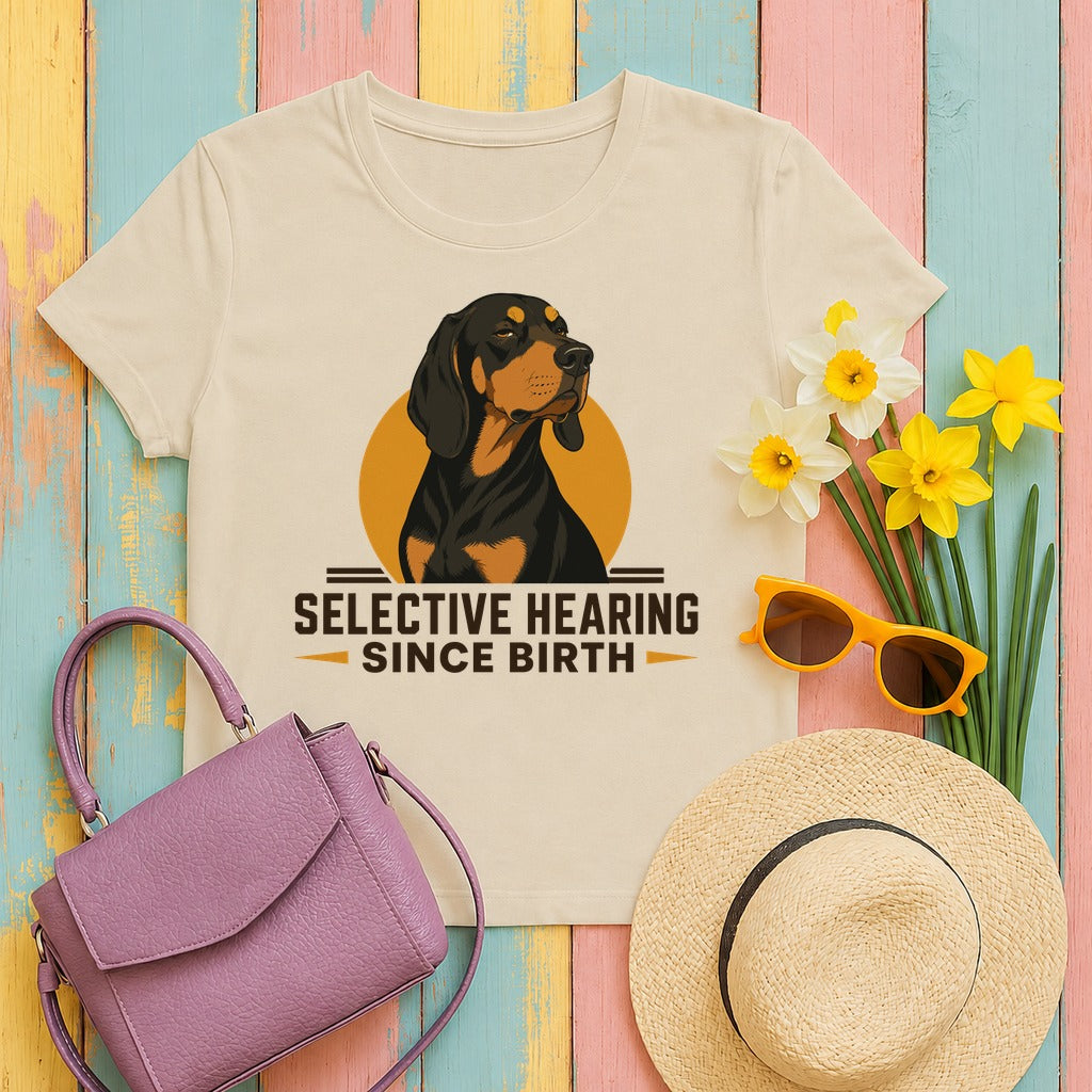 Selective Hearing Coonhound T-Shirt in Sand
