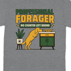 Dog reaching for food on a counter with text "Professional Forager."