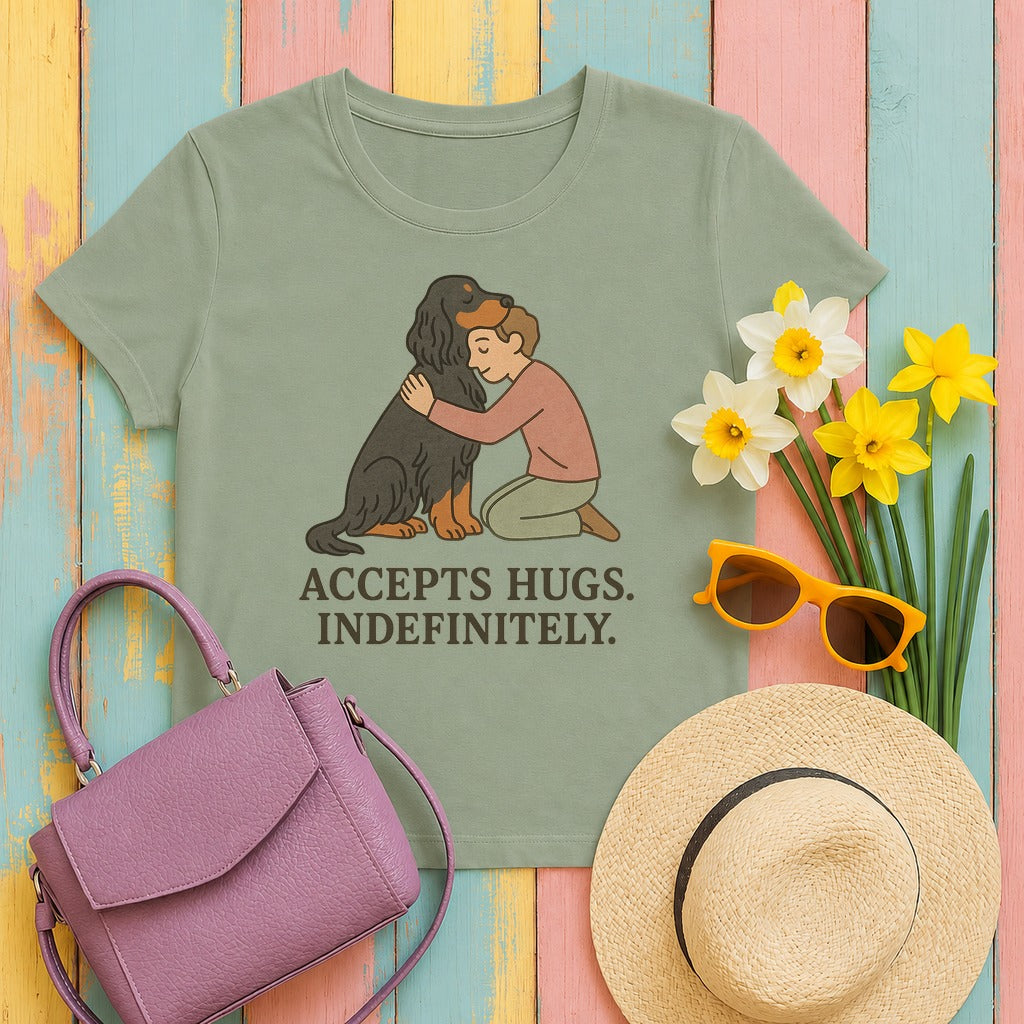 Gordon Accepts Hugs Indefinitely Tee in Sage