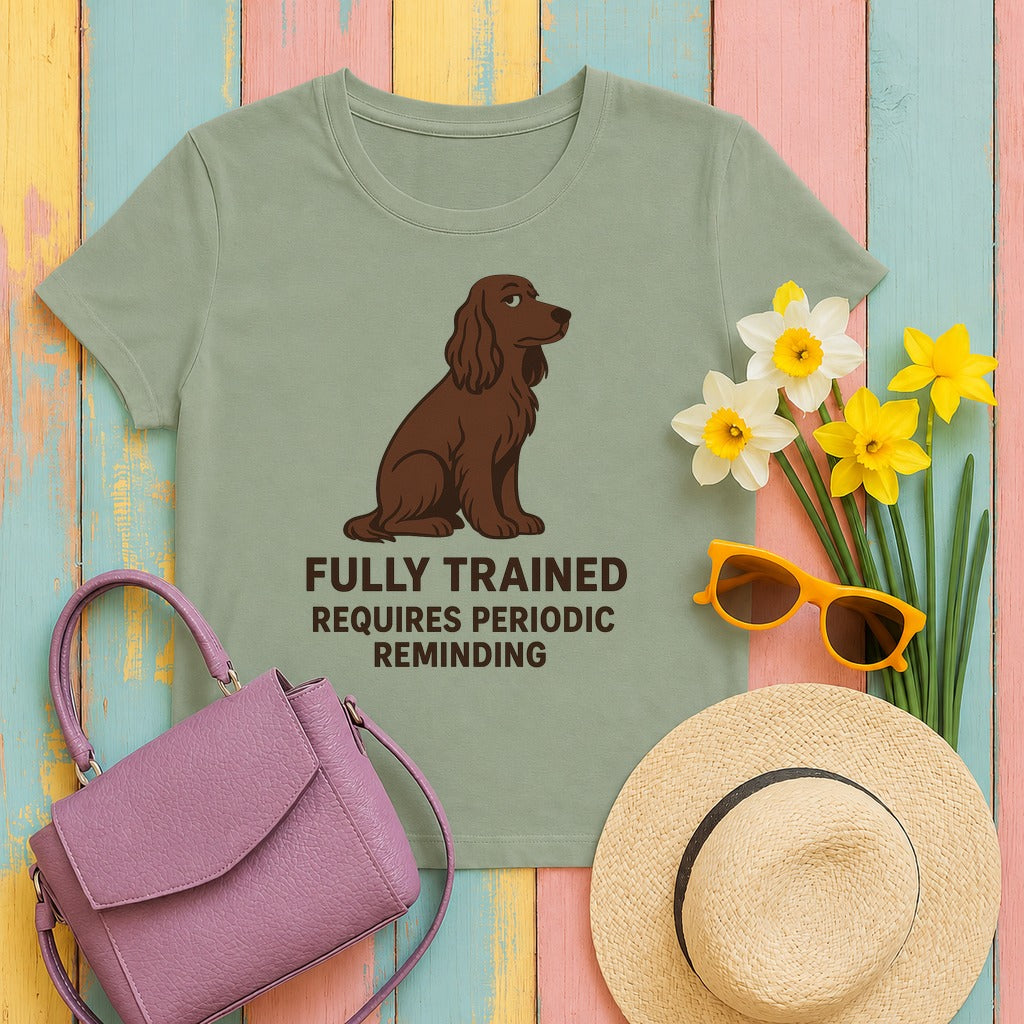 Field Spaniel Requires Periodic Reminding Tee in Sage